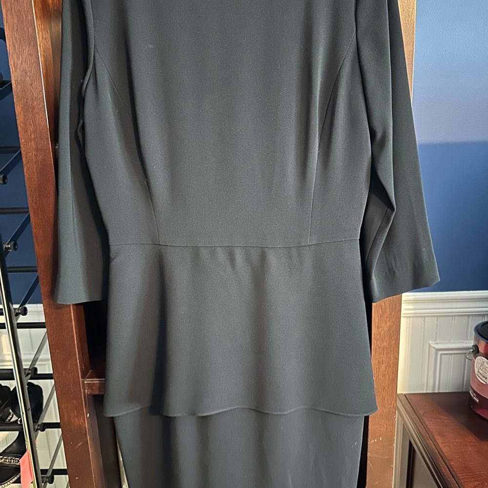 Black Long Sleeve Sheath Mini Dress with Peplum